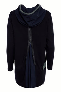 Naya HOODED TOP WITH CONTRAST RIBBED TRIM DETAIL - BLACK AND FOREST