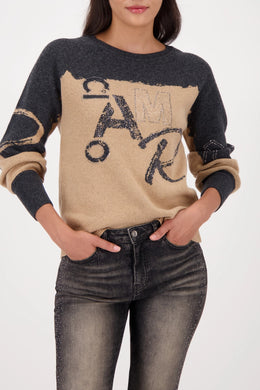 MONARI KNITTED SWEATER WITH COLOR-BLOCK DESIGN
