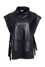 Load image into Gallery viewer, Naya LEATHERETTE TOP WITH TIE DETAIL - BLACK