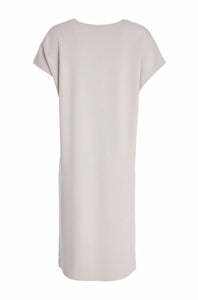 NAYA LONG LINE TOP WITH DIPPED HEMLINE - TAUPE