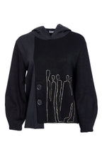 Load image into Gallery viewer, PLACEMENT PRINT TOP WITH HOOD - BLACK AND SAND