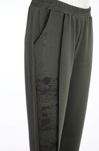 Load image into Gallery viewer, NAYA SLIM LEG PANT WITH PRINT DETAIL - FOREST AND BLACK