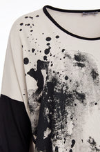 Load image into Gallery viewer, NAYA PLACEMENT PRINT TOP - TAUPE AND BLACK