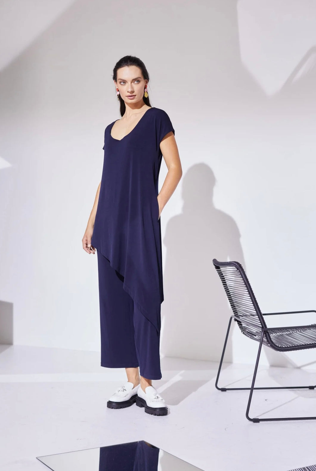 Naya Overtop Jersey Jumpsuit in Navy