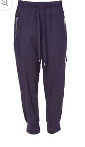 Naya Navy coloured cuff trousers with side zip