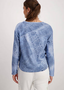 Monari Denim Look sweater Indigo Pattern