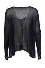 Load image into Gallery viewer, LOOSE WEAVE V NECK KNIT - BLACK
