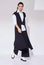 Load image into Gallery viewer, Naya black and white waistcoat with cut away hem