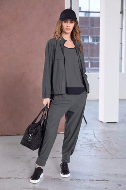 NAYA SHORT JACKET WITH SIDE PANELS - FOREST AND BLACK