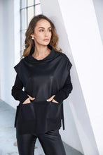 Load image into Gallery viewer, Naya LEATHERETTE TOP WITH TIE DETAIL - BLACK