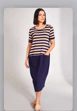 Peruzzi stripe dress with contrast pocket