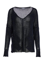 Load image into Gallery viewer, LOOSE WEAVE V NECK KNIT - BLACK