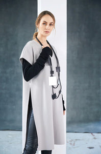 NAYA LONG LINE TOP WITH DIPPED HEMLINE - TAUPE