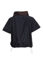 Load image into Gallery viewer, NAYA DRAWSTRING HEM TOP - BLACK AND COCOA