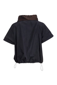 NAYA DRAWSTRING HEM TOP - BLACK AND COCOA