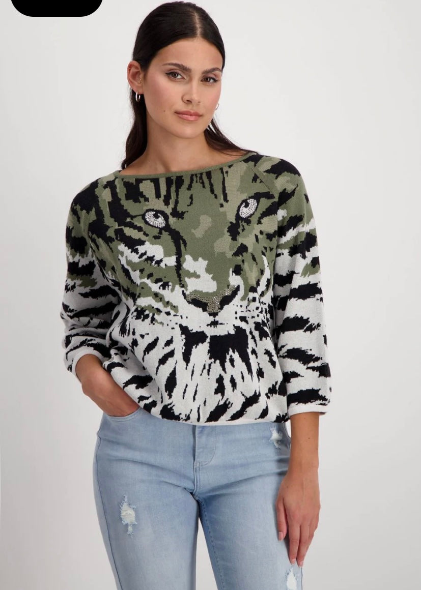 Monari Tiger sweater Grey Pattern