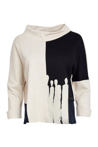 FUNNEL TOP WITH PLACEMENT PRINT - BLACK AND SAND