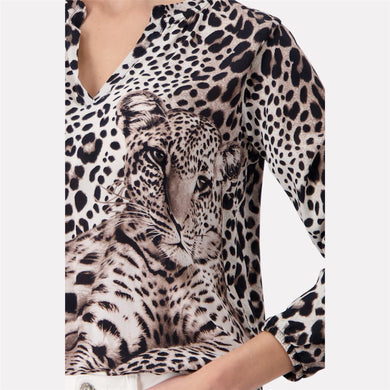 Monari cheetah V-neck print blouse