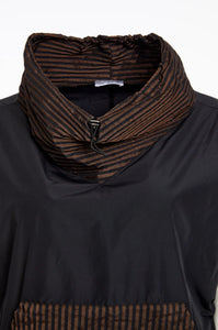 NAYA DRAWSTRING HEM TOP - BLACK AND COCOA