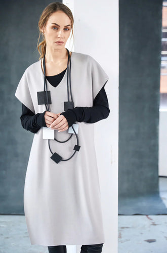 NAYA LONG LINE TOP WITH DIPPED HEMLINE - TAUPE