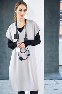 NAYA LONG LINE TOP WITH DIPPED HEMLINE - TAUPE
