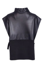 Load image into Gallery viewer, Naya LEATHERETTE TOP WITH TIE DETAIL - BLACK