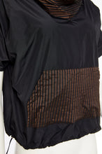 Load image into Gallery viewer, NAYA DRAWSTRING HEM TOP - BLACK AND COCOA