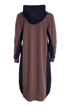 Load image into Gallery viewer, DRESS WITH HOOD - COCOA AND BLACK