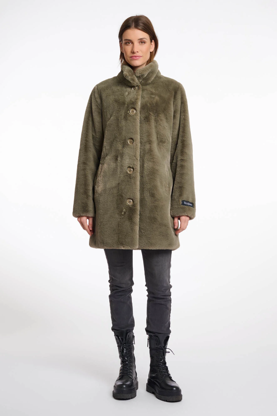 Rino & Pelle Nonna coat in Green Ash